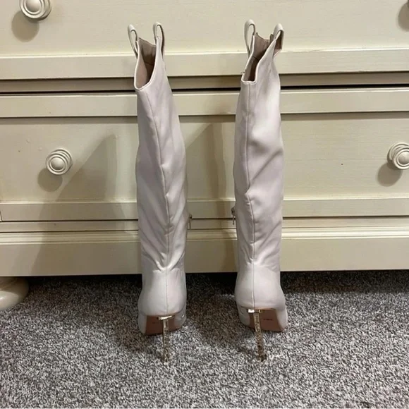 Dolls Kill Cream Heeled Boots - Picture 2 of 5